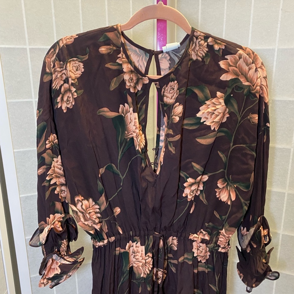 NWT Johanna Ortiz x H&M Pink Floral Long Sleeve Dress - Picture 9 of 11